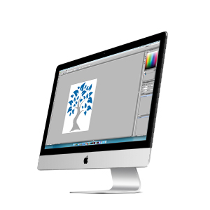 iMac with graphic design created by Pro-Type Print on screen