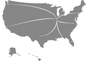 Map of the US. Pro-Type Printing is located in Paxton, Illinois serving all over the United States.